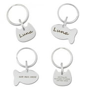 Anavia Personalized Pet Cat ID Tag Collar Key Chain Polished Stainless Steel Custom Front and Back Free Engraving Pet ID Tags with Velvet Pouch Ships Next Day! [Cat]