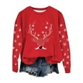 thumbnail image 2 of ClodeEU Women's Christmas Sweatshirt With Snowflake Pattern,Long Sleeve Crewneck Xmas Holiday Tops Red 07,Womens Plus XXL, 2 of 5
