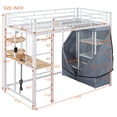 thumbnail image 6 of Twin Loft Bed with Desk, Shelves, Outlet, LED & Wardrobe - White Metal Frame, Space-Saving Design for Bedroom/Home Office. 77.4"L x 41.5"W x 66.5"H., 6 of 27