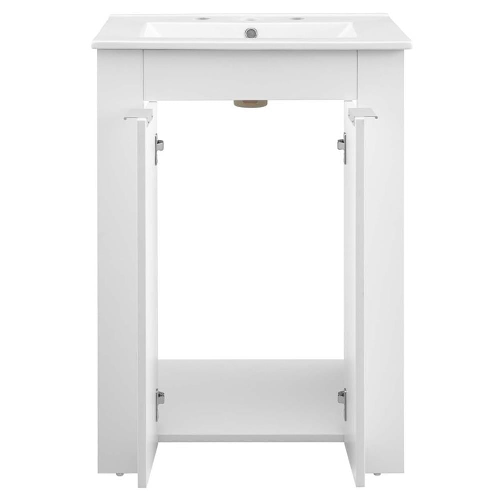 Modway Maybelle Modern Wood/Ceramic Bathroom Vanity in White