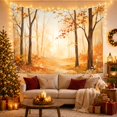 thumbnail image 3 of Misty Autumn Forest with Orange and Gold Leaves Peaceful Watercolor for Nature Lovers Forest Art Decor Thanksgiving Gift Tapestry Wall Hanging for Bedroom and Living Room, 3 of 6