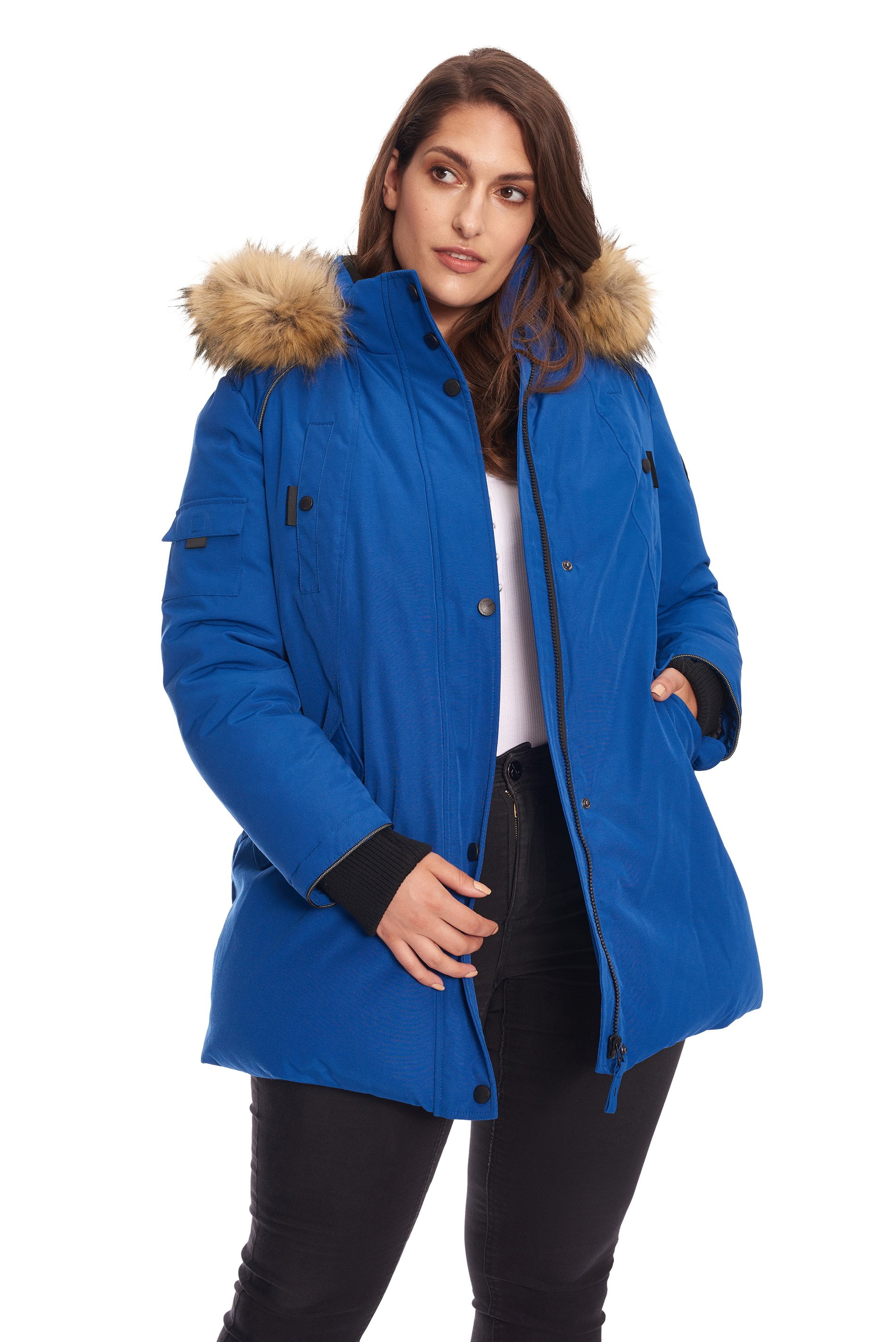 Alpine North Women S Vegan Down Parka With Faux Fur Hood Plus Size Warm Insulated Winter
