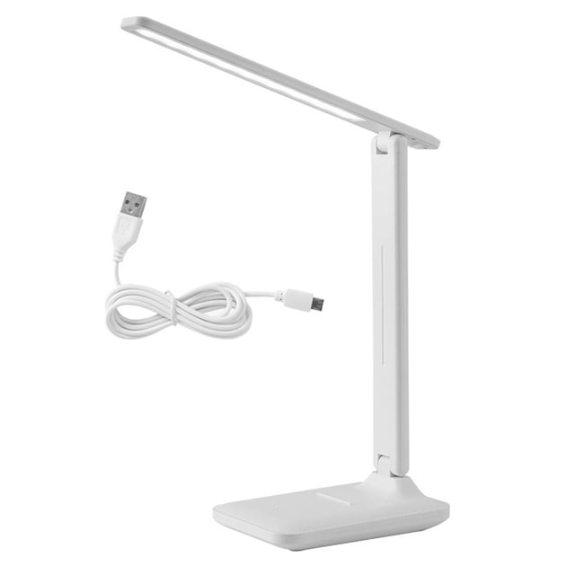 Lámpara de lectura LED, protección ocular de plástico, luz de escritorio con carga USB para estudio de dormitorio, 10W, 5V/1A