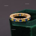 thumbnail image 3 of Yellow Sapphire Handmade Band Ring, 925 Starling Silver Wedding Bamd Ring, Blue Sapphire Full Eternity Gemstone Vintage Ring, Gift For Mother's Day., 3 of 4