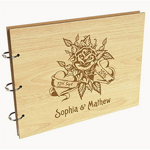 Darling Souvenir Personalized Engraved Laser Cut Wedding Guest Book Wooden Cover Sign-in Book Registry Guestbook Scrapbook-48