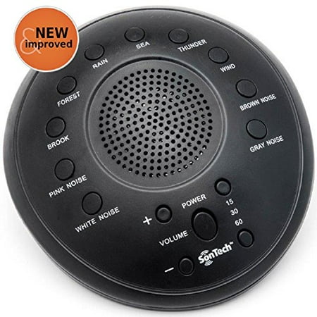 White Noise Machine Clock SonTech - White Noise Sound Machine - 10 Natural Soothing Sound Tracks - Home, Office, Travel, Baby - Multiple Timer Settings - Battery or Adapter Charging Options ()