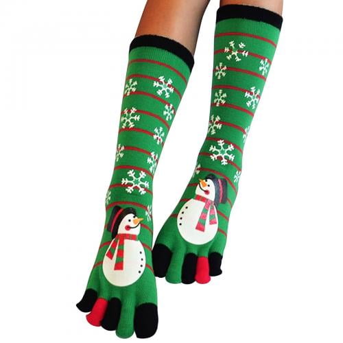 1 Pair Christmas Women Kids Socks Five Finger Toe Socks Funny Xmas Gift
