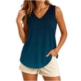 thumbnail image 2 of Avirosel Women's Plus Size Tank Tops V Neck Casual Lightweight Sleeveless Loose Fit Tunic Blouse for Summer Blue, 2 of 8
