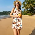 thumbnail image 3 of Naloa Forest Squirrel Nuts Print Women's Summer Spring Casual Beach Sundress,Vacation Sleeveless Tank Crewneck Loose Dresses, 3 of 7