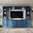 thumbnail image 2 of FFZ Minimalist Entertainment Wall Unit With Bridge, For Up To 75 inch Tvs, Adjustable Shelves, Blue, 2 of 6