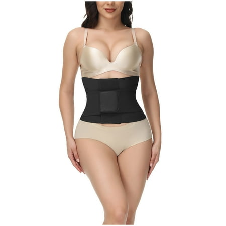 

SBYOJLPB Women s waist Ladies Shrink Belly Sweat Sports Fitness Lose Weight Slimming Down Body Shaping Girdle Belt Black 4(S)