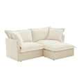 thumbnail image 4 of Gewnee Chenille Fabric Cream Sectional 2 Seater Sofa Couch with Convertible Ottoman, Wide and Deep Seat L Shaped Sofa For Living, 4 of 24