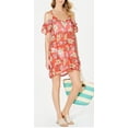 thumbnail image 2 of Miken Women's Printed Cold-Shoulder Dress Swim Cover-Up (S, Poppy Red Citrus), 2 of 4