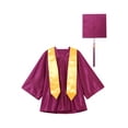 thumbnail image 3 of iEFiEL Kids Kindergarten Graduation Gown 4Pcs Set Girls Boys Preschool Uniform Church Robe Outfit Burgundy 3-4, 3 of 5