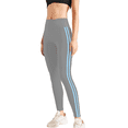 thumbnail image 2 of Tummy Control Compression Leggings for Women, High Waist Workout Running Yoga Pants Gray Blue M, 2 of 8