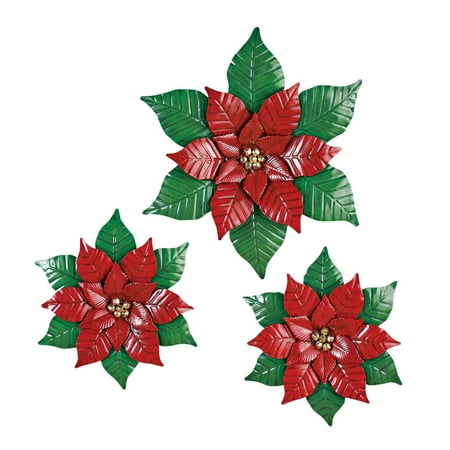 Outdoor  Wall  Decor  Set Christmas Poinsettia Walmart  com