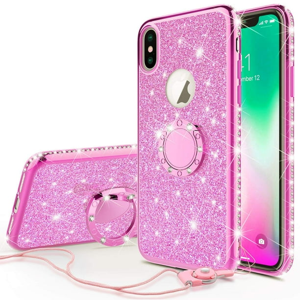 Soga Diamond Bling Glitter Cute Phone Case With Kickstand Compatible For Iphone Xs Max Case 2295