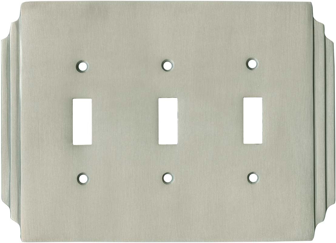 Art Deco Miami Beach Satin Nickel 3 Toggle Light Switch Covers