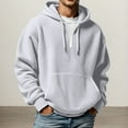 thumbnail image 2 of XIAONU Mens Hoodies Waffle Knit Half-Zip Drawstring Hooded Sweatshirts Loose Fit Long Sleeve Solid Color Oversized Streetwear Gray M, 2 of 4