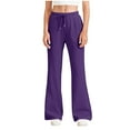 thumbnail image 4 of Livrdious Wide Leg Sweatpants for Women Drawstring High Waisted Flared Pants Lounge Athletic Outfits with Pockets, 29.5'' Inseam, 4 of 7