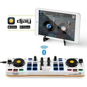 Hercules DJ Control Mix – Bluetooth Wireless DJ Controller for Smartphones– Djay App–2 Decks- White
