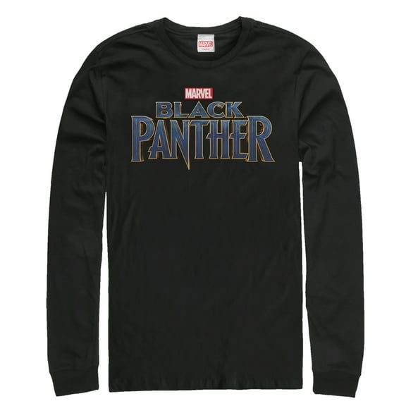 Men's Marvel Black Panther 2018 Text Logo Long Sleeve Shirt Black X Large