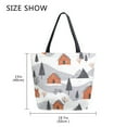 thumbnail image 5 of FORMRS Womens Canvas Tote Bag with Zipper Inner Pocket Shoulder Handbag, Orange Cartoon Houses, 5 of 7