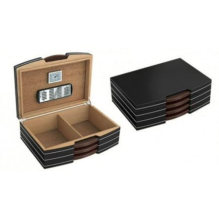 Black Finish Humidor - Carlton Cigar Humidor - Satin Black Finish - Capacity: 100