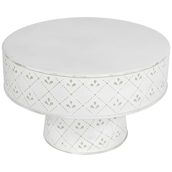 Northlight Embossed Round Iron Cake Stand - 11.75" - White