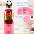 thumbnail image 5 of Portable Blender With Handle and Base 500ml Personal Size Blender USB Rechargeable High Power Blades Fresh Fruit Mixer Mini Juicer Cup For Shakes Ice Smoothies 1500mAh For Travel Sport outdoor(Pink), 5 of 6