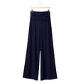 thumbnail image 5 of Womens Pants Coral Fold Over Yoga Pants On Solid Wide Leg Loose Fit Pants With Ruched Waist For Yoga Sports Everyday Athletic Seamless Summer Wide Leg Yoga Pants For Women Navy XXL, 5 of 7