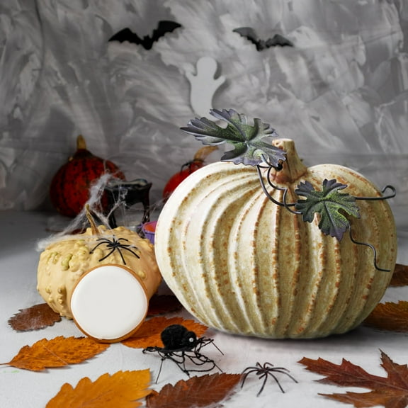 YOHAVEN Thanksgiving Pumpkin Tabletop Centerpiece Harvest Fall Festival Decorations for Home Office Party Window Mantel Autumn Seasonal Holiday Table Decor Accessories