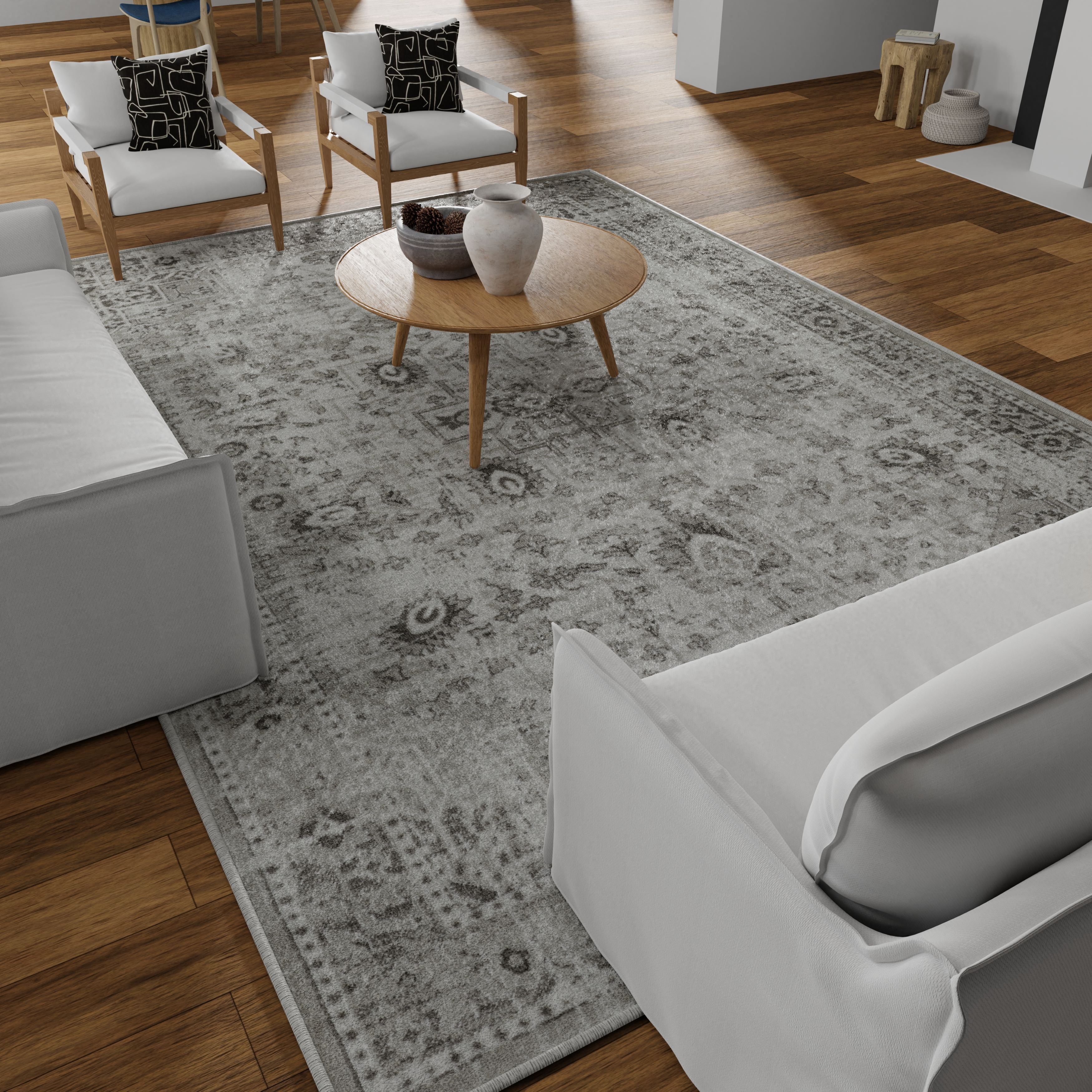 Loomaknoti Rhane Allory 4' x 6' Gray Oriental Indoor Polypropylene Area Rug
