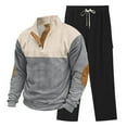 thumbnail image 3 of Ceisia Men's Loose Fit Corduroy Henley Neck Color-Block Top & Cargo Pants Set | Outdoor Casual Two-Piece Outfit Gifts, 3 of 7