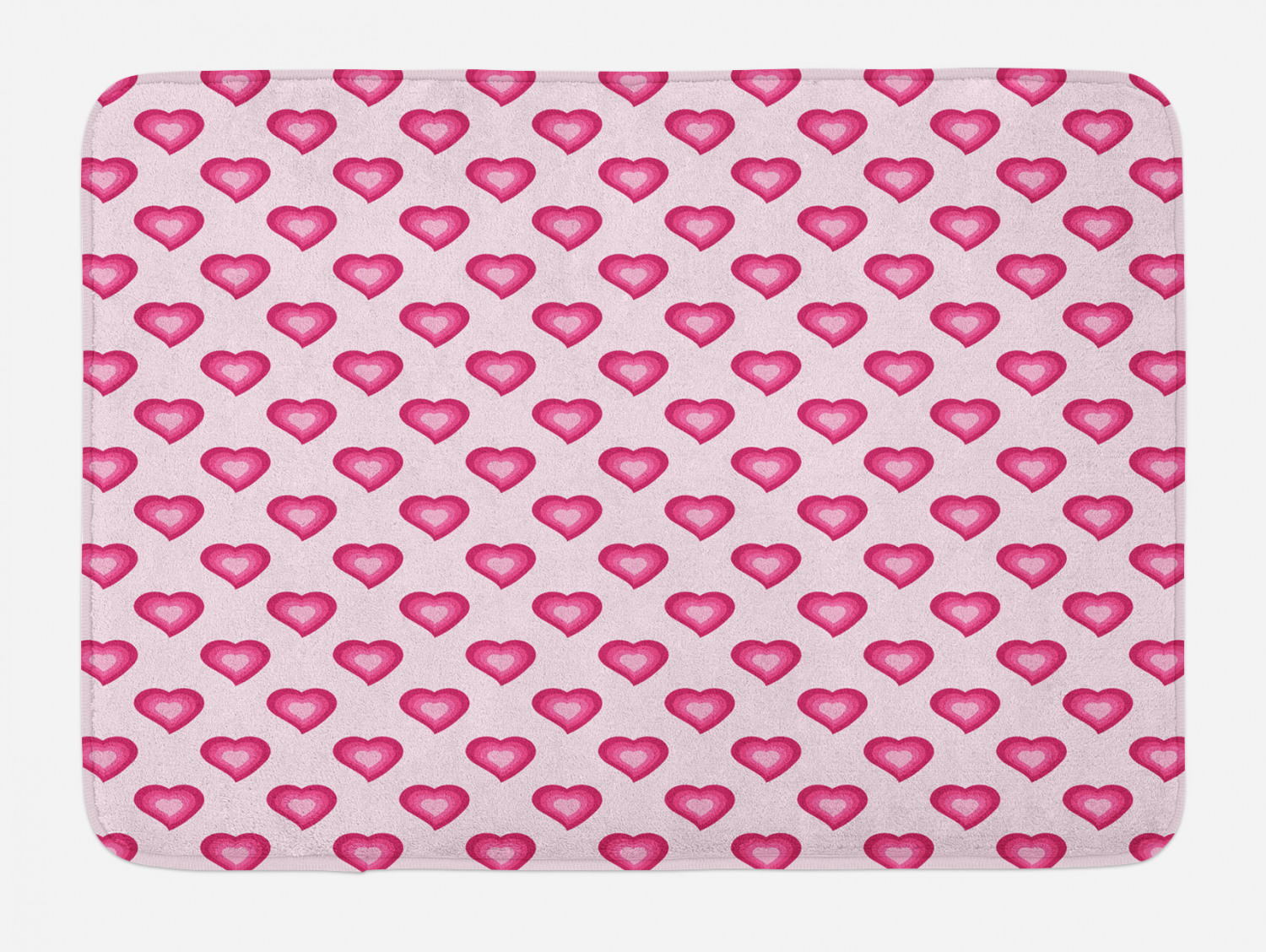 Pale Pink Bath Mat, Cute Heart Figures with Ombre Inspired Effect