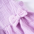 thumbnail image 4 of KPOPLK Toddler Girl Summer Clothes Baby Solid Linen Outfit Bows Ruffle Tank Tops Shirts + Ruffled Short Set girl 12 months clothing(6-9 Months,Purple), 4 of 8