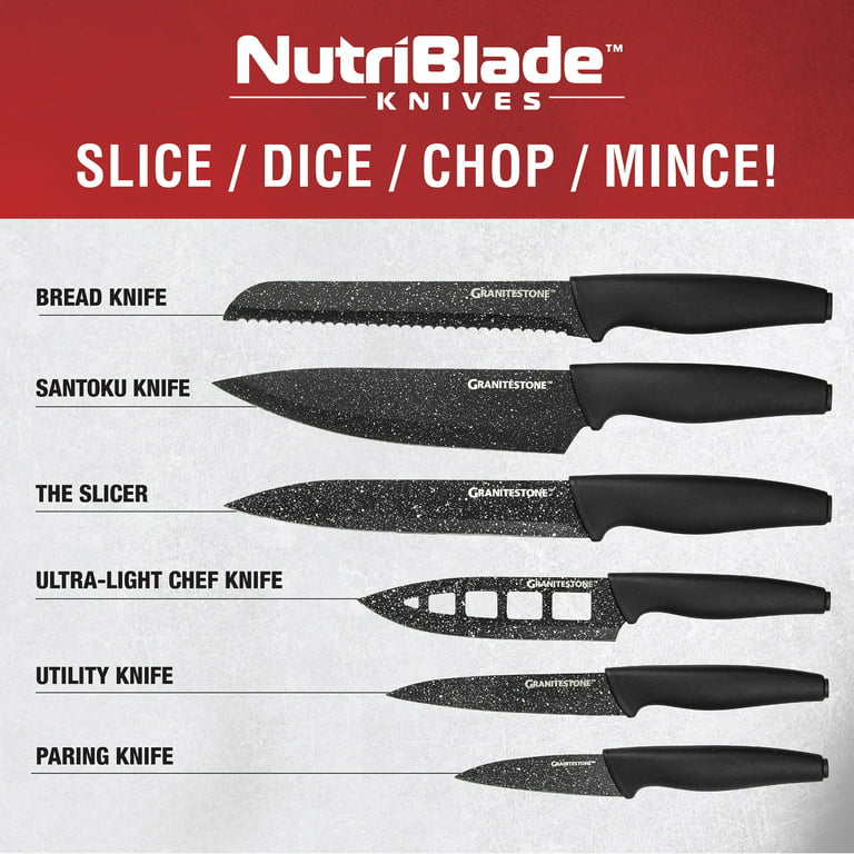  Granitestone Nutriblade 6 Piece - Ultra Sharp, PFOA-Free  Stainless Steel Blades, Kitchen Knife Set, with Nonstick Granite Coating,  Easy-Grip Handle, Dishwasher-safe: Home & Kitchen