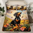 thumbnail image 2 of Feelyou Pet Dachshund Twin Sheet Sets, Garden Daisy Butterfly Twin Fitted Sheet, Animal Theme Flat Sheet for Kids Boys Girls, 2 of 7