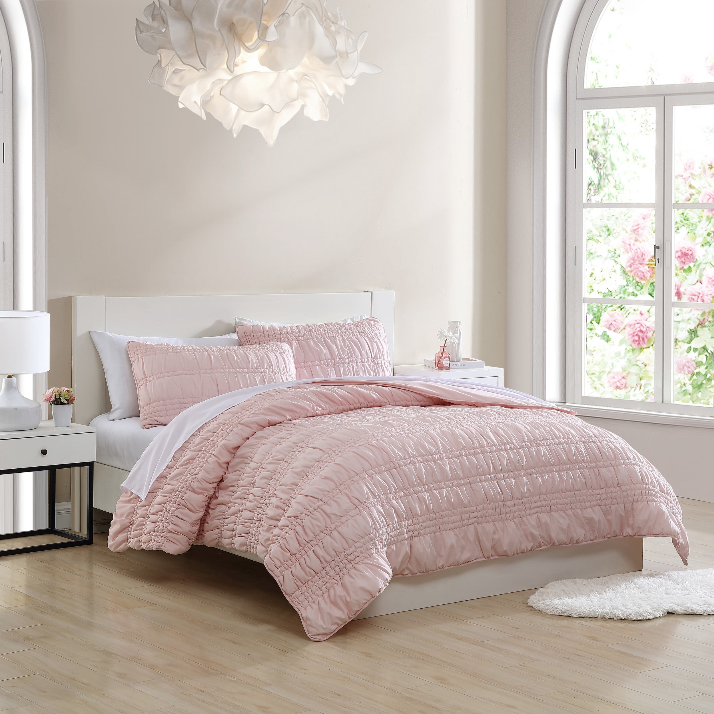 Poppy & Fritz Scrunch Stripe Pink Full/Queen Quilt Set