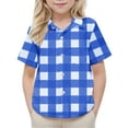 thumbnail image 7 of AHTJRT Plaid Shirts for Girls Boys Short Sleeve Turn Down Collar Full Button Tee Shirts with Pocket Casual Fall Spring Outdoor Tee Tops Blue 14 Years, 7 of 7