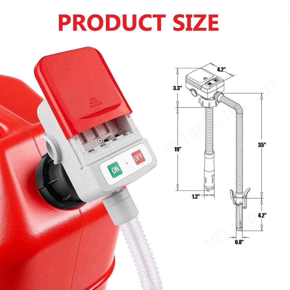 MILONG Portable Electric Fuel Transfer Pump with 51" Extra Long Hose, Auto-Stop, 3 Size Tank Adapters, Leak-Proof Liquid Transfer Pump for Gasoline, Fuel and Diesel, Red