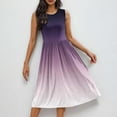 thumbnail image 6 of Meichang Sleeveless Sundresses for Women Summer Gradient Print Pleated Waist A-Line Dresses Swing Loose Fit Casual Dresses with Pockets Crew Neck Midi Dresses, 6 of 9
