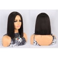 thumbnail image 3 of Unique Bargains Lace Front Wigs for Women 14" Black Medium Long Straight Hair with Wig Cap Synthetic Fibre, 3 of 6