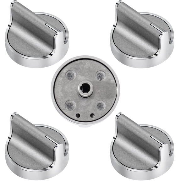 5 Pcs W10594481 Stainless Steel Cooker Stove Control Knob Compatible with Whirlpool Stoves/Ranges