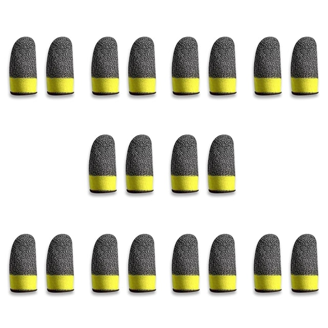 Seitruly 10 pares de fundas para los dedos para juegos móviles, cubiertas elásticas transpirables a prueba de sudor para juegos, guantes de jugador Videojuegos y accesorios Amarillo negro