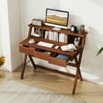 thumbnail image 2 of Gymax Home Office Desk w/ 3 Drawers Built-in Monitor Stand Storage Writing Desk, 2 of 10