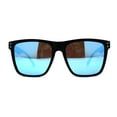 thumbnail image 2 of Mens Polarized Oversize Sport Horn Rim Rectangular Sunglasses Matte Black Blue Mirror, 2 of 4