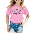 thumbnail image 3 of Happy Easter Shirts for Girls Cute Bunny Graphic Tees Short Sleeve Crew Neck Relaxed Fit Casual Funny Easter Outfit Clothes Pink, 12-13 Years, 3 of 4