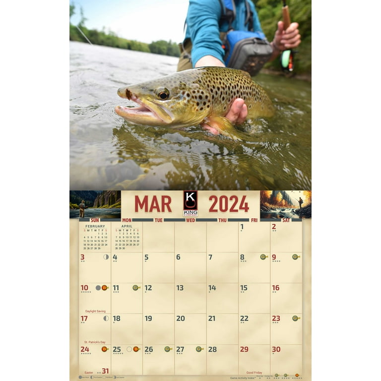 2024 Fly Fishing Wall Calendar 16-Month X-Large Size 14x22, Best Fishing Calendar by The King Company-Monster Calendars