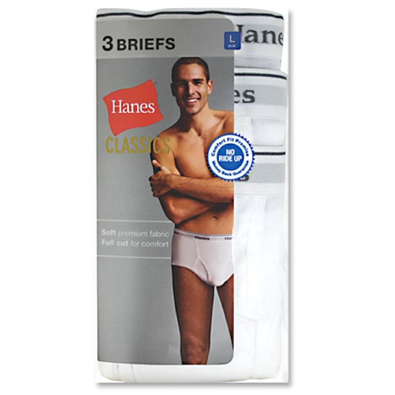 Hanes Ultimate Men's 3-Pack Classics Full Rise Brief, White, Medium